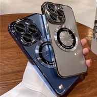 Electroplated Magnetic Phone Case for iPhone 15 Pro Max 11 12 13 14 Pro Max 14plus 15Plus Clear Casi