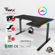 TMAX L160cm L-Shape Gaming Table Study Table Working Desk With RGB Lighting Modern Style