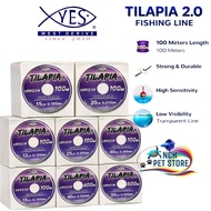 Tilapia 2.0 Fishing Line 100M Tali Pancing 12LB 15LB 20LB 25LB 40LB 50LB High Strength Transparent L