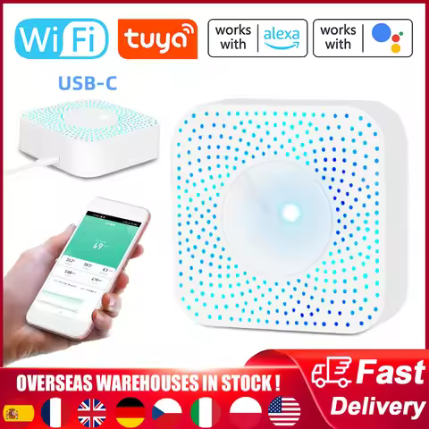 Tuya WiFi 6 In 1 Air Quality Detector PM2.5/Formaldehyde/VOC/CO2/Temperature/Humidity Tester For Ale