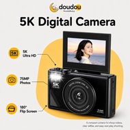 18X WIFI Digital Camera 75MP 5K Retro Digital CCD Camera 180° Flip Screen Selfile Camera for Student