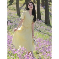 Summer Dress Set - Cream Yellow Elegant Outfit