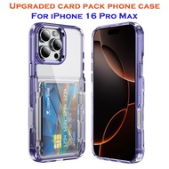 Transparent Card Slot Bag Holder Case For iPhone 16 Pro max 17 Pro Max 16 Pro 16 15 14 Plus Clear Sh
