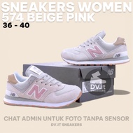 100% BNIB Sepatu Sneakers Lifestyle Casual Kasual Wanita-new-balance-574 574 Beige Pink Suede Size 3