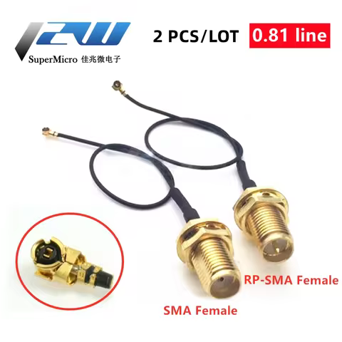 2-piece SMA / RP-SMA female to MHF4 IPX IPX4 RF plug Pigtail cable for Mini 0.81mm PCI card intel WI