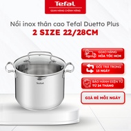Tefal Duetto Plus tall stainless steel pot 2 sizes 22/28cm - compatible with all types of stoves