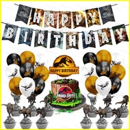 B4 Jurassic World Theme kids birthday party decorations banner cake topper balloon set supplies 4B