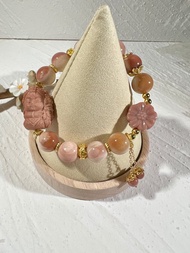 阿拉善瑪瑙千層蜜桃腮紅 手鍊 女財神扎基拉姆(已結緣)可訂製同款