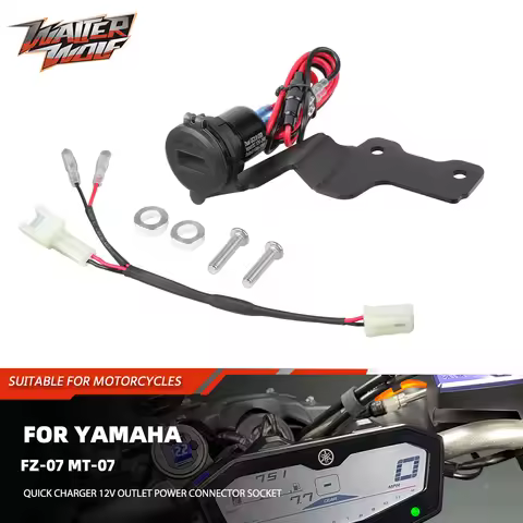 3.0 Quick Charger Dual USB Auxiliary 12V Outlet Power Connector Socket For Yamaha FZ-07 MT-07 FZ07 M
