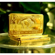 1 oz USA American Buffalo 100 Mills .999 Fine Gold Plated Bar 1oz