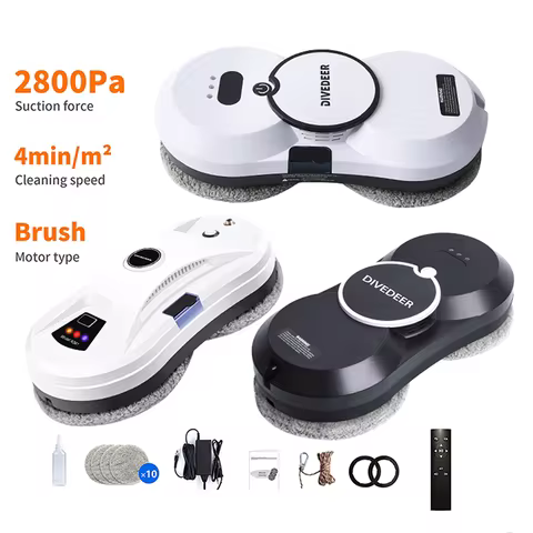 DIVEDEER Window cleaning robot 5600PA large suction electric spray window cleaning robot fall preven