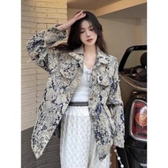 BA007 High-quality long-sleeved jeanJacket with unique outstanding floral print, unisex design, uniq