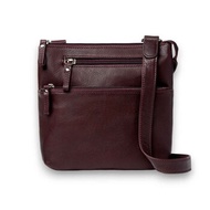 Leatheraft Cadence Business Leather Zipped Crossbody Bag(raisin) 8"x 8"x2.5"