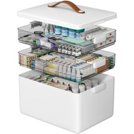 CTIME 3-Tier Medicine Organizer - Portable Medicine Cabinet with Leather Handle, Empty First Aid Kit