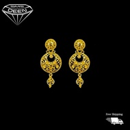 SMS DEEN  Fancy Calcutta Earrings (Screw Type), ±6.92GM - Gold 916 Emas - Subang (Info: ±4.0x1.5CM -