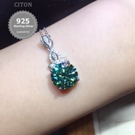 HIJAU PT950 Bright Luxury 3 Carat Blue and Green Mixed Color Moissanite Necklace Pendant for Women