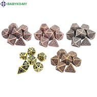 [BABYKO] Gear Metal Polyhedral Dice Custom Set Metal Dice 7 Piece Polyhedral Dice Set