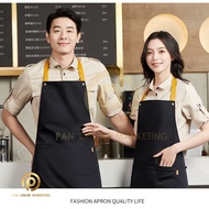 Korean Apron Kitchen Hang Neck Strap Denim Unisex With Front Pocket 围裙 Barista Appron Black Epron Ch