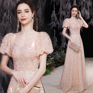 Luxury Bling Sequins Glitter Formal Event Elegant Classy Evening Dress Fairy Summer Birthday Bridesm