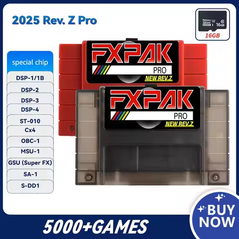 New FXPAK Pro SD2 Rev.Z Game SNES Cartridge 5000 in 1 for Super Famicom (JP/EU/US) with 16GB Card, C