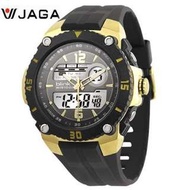 JAGA 捷卡 blink  黑金戰士大面徑個性雙顯示100M防水多功能電子錶/運動錶JAGA  blink black gold warrior personality Omo diameter dual display 100M waterproof multifunction electronic watch / sports watch