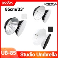 Godox UB Umbrella 85cm 33" Studio Photography Umbrella Black White / Black Sliver / White Transparent Parabolic Umbrella with Diffuser Cover