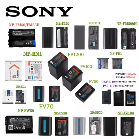 SONY NP-BG1 BN1 BK1 BY1 BX1 FC11 FS11 FV70 FV100 NP-FH50 BSL-10 NP-FW50 NP-FP50 FP70 PSP-S110 NP-FM5
