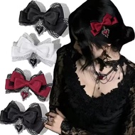 [3-5 Days Arrive]1/2/3pcs Lolita Gothic Hair Clip for Daily Hairstyles | Cross Heart Pendant Bow Acc