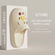 UTUNE Women Sandals with Charms Mules Half Slippers Platform Anti-Slip Women's EVA Ruber Clogs