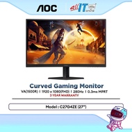 AOC C27G4ZE 27" Curved Gaming Monitor |  Fast VA | 280Hz | Adaptive Sync | 1080p | Low Input Lag Mon
