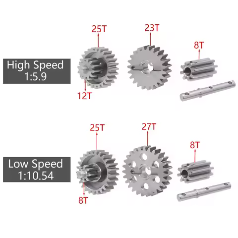 LCG Titanium Alloy 1:5.9 1:10.54 High/Low Speed Transmission Gear For 1/10 SCX10 TRX4 D90 RC Crawler