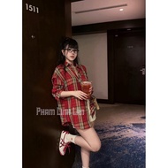TB247 lovely loose red striped silk shirt