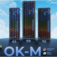 Ducky OK-M Tri-mode Black-Blue 98 / 75 / 65 Hot-Swappable Wireless RGB Mechanical Keyboard / KTT Bab