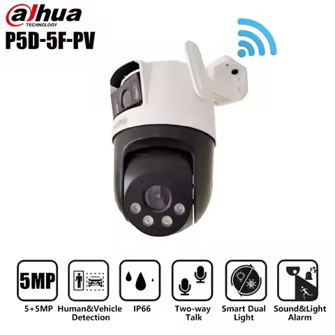 Dahua 5+5MP Outdoor Wi-Fi Dual-Lens PT Camera P5D-5F-PV Human & Vehicle Detection Two-way Talk Smart