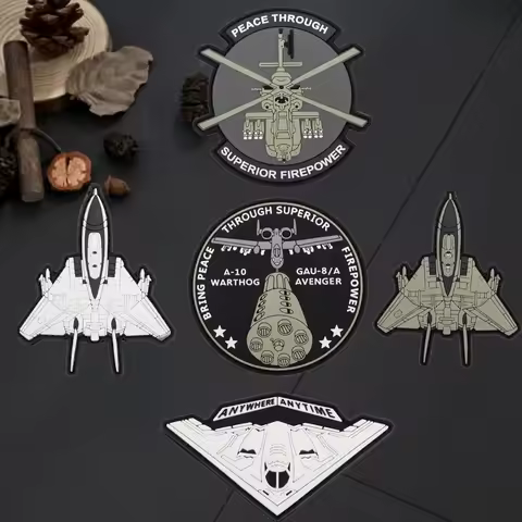 PVC Patch Bomber Fighter Series Patch Helicopter Morale Badge Glow-in-the-dark Hook&Loop Backpack St