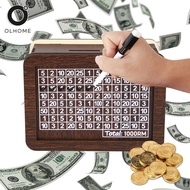 Modern Money Saving Box Wood Money Bank with number on the box Tabung Duit Reusable Money Box Saving