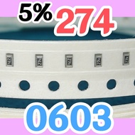 10pcs Chip resistor smd 274 5% size 0603 1608 270Kohm 270K ohm