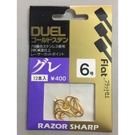 DUEL JAPAN RAZOR SHARP GOLD FLAT FISHING HOOK Super Strong Mata Kail Daiwa Shimano Mustad GAMAKATSU Jigging Lure Ryobi