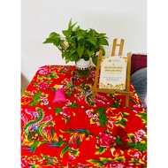 Square peacock tablecloth 1.6 meters x 1.6 meters.