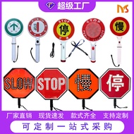 Aluminum Solar STOP Sign slow Traffic Safety Sign Handheld Octagonal STOP Sign