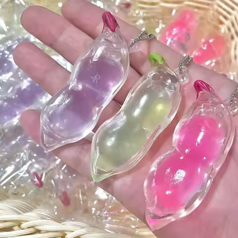 1/3PCS Transparent Edamame Squeeze Toys Stress Relief Squeezed beans Mochi Squishy Sensory Toys Part