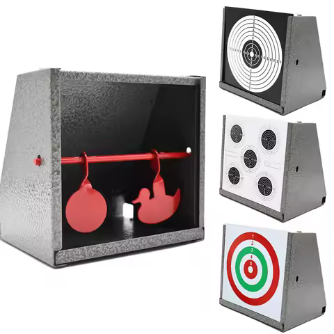 Airsoft Target Case BB Trap Target Paper Target and Resetting Metal Silhouettes Shooting Targets for