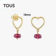 TOUS 9 Kt Gold Heart Earrings With Rhodolite Silhouette Suitable For Women Birthday Gift Valentine'S