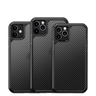 iPAKY Protection Case for iPhone 11 iPhone 11 Pro iPhone 11 Pro Max Semi-Transparent Matte Carbon Fibre PC + TPU Hybrid