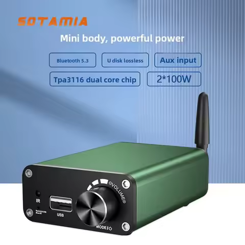 SOTAMIA 100Wx2 TPA3116D2 Bluetooth Amplifier Hifi Digital Music Sound Speaker Power Amplifiers 2.0 C