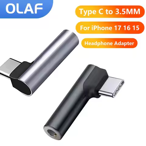 Elbow USB Type C To 3.5 Jack Earphone Adapter USB-C 3 5mm Audio Converter For IPhone 17 16 15 Pro MA