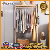 Worthbuy Clothes Hanging Rack With Shelves Freestanding Stand Open Wardrobe Almari Baju Kayu