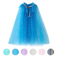 Summer Girls Princess Party  Cloak Cape Snow Queen Elsa Anna Rapunzel Aurora Sequins Tulle Mantle Ha