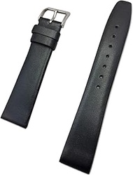 19mm Black Genuine Calf Leather Watchband | Flat Elegant Replacement Watchstrap that brings New Life