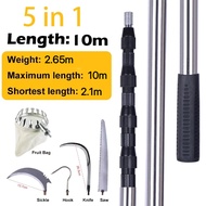Ready Stock 10 Meter Telescopic Fruit Picker High Pruning Branch Shear Saw Galah Pengait Buah Moden 
